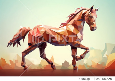 Horse Low poly animal style illustration generative ai Horse Low poly animal style illustration generative ai 103166720