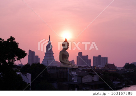 View of Sunset and Wat Paknam in Bangkok, Thailand 103167599