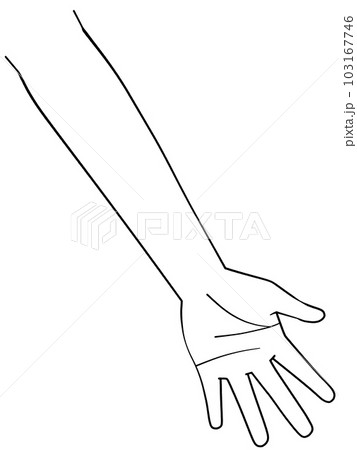 白黒　片手のイラスト　左手 103167746
