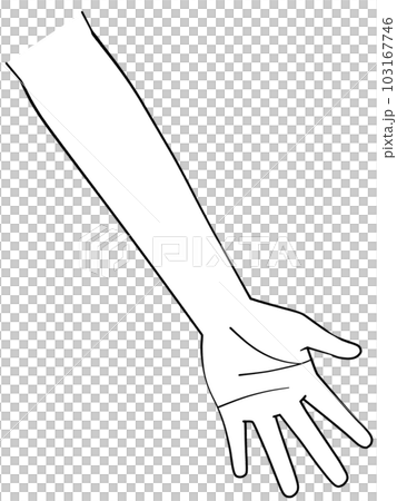 白黒　片手のイラスト　左手 103167746
