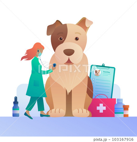 Veterinary clinic advertising in cartoon style. Veterinary clinic advertising in cartoon style. 103167916