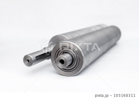 Steel metal pipe-shaft made on a lathe for the factory conveyor industry Steel metal pipe-shaft made on a lathe for the factory conveyor industry 103168311