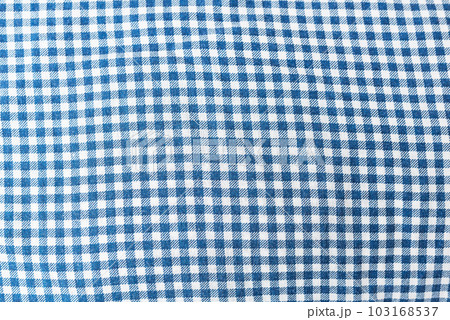 Fabric, tablecloth in blue check, can be used for background. 103168537