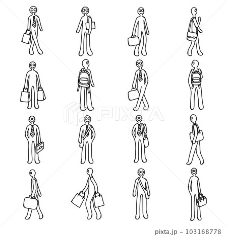 People with bags Doodle vector icon set. Drawing sketch illustration hand drawn line eps10 103168778