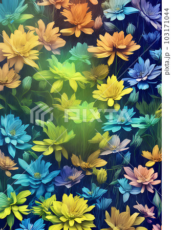 Floral abstract with deep shadows duotone. 103171044