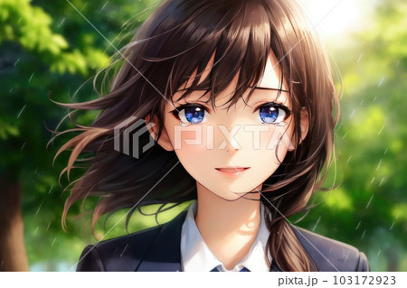 《AI画像》女子学生　ポートレート　涙目 103172923