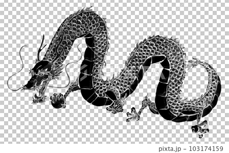 2024龍年賀年片黑龍水墨畫(龍龍龍龍) 2024龍年賀年片黑龍水墨畫(龍龍龍龍) 103174159