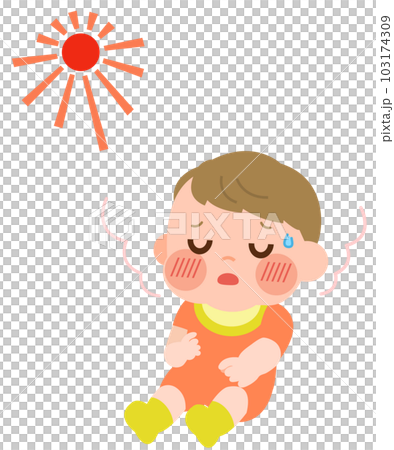 嬰兒有中暑症狀的插圖 嬰兒有中暑症狀的插圖 103174309