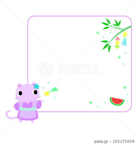 七夕のネコ　フレーム＋装飾付 103175059