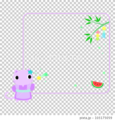 七夕のネコ　フレーム＋装飾付 103175059