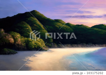 《AI画像》夕暮れのビーチリゾート 103175202