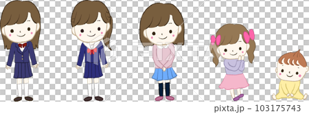 容易熟悉的顏色女性人生階段1寶寶到高中生 103175743