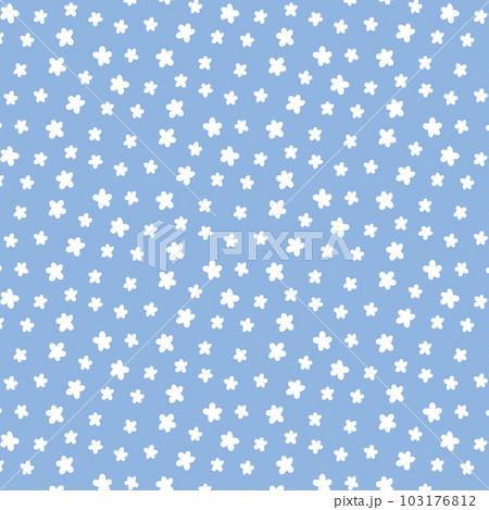 Cute seamless pattern with small flowers. Vector illustration. Kids minimalist print with daisies. Flat style. Spring pattern with blooming flowers. 103176812