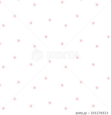Cute seamless pattern with pink small flowers. Vector illustration. Kids minimalist print with daisies. Flat style. Spring pattern with blooming flowers. 103176813