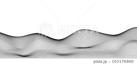 Wavy black lines background. Curve thin stripes pattern. Abstract contour texture. Landscape terrain concept. Vector wallpaper. Wavy black lines background. Curve thin stripes pattern. Abstract contour texture. Landscape terrain concept. Vector wallpaper. 103176900