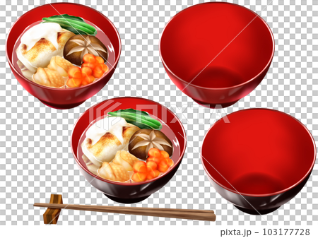 Ozoni 2 種不同的菜餚日本餐具漆器 103177728