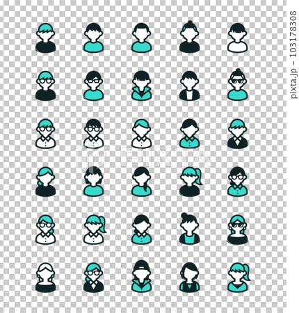 Vector icon assortment set of various people 103178308