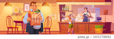 Cartoon grocery shop with people Cartoon grocery shop with people 103178692