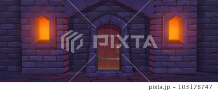 Old wooden door of medieval castle 103178747