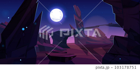 Mountains landscape with rocks at night 103178751