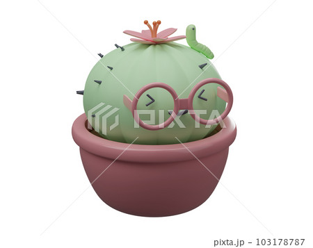 Cactus in a pot, 3D cartoon 103178787