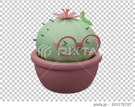 Cactus in a pot, 3D cartoon 103178787