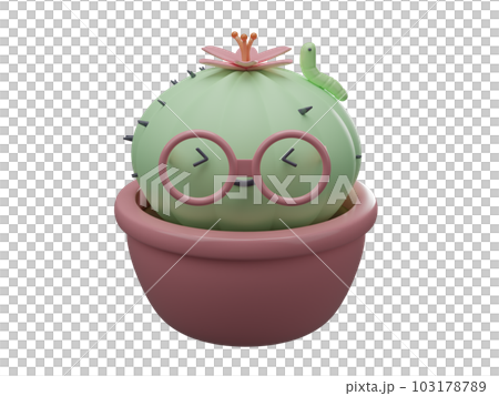 Cactus in a pot, 3D cartoon 103178789