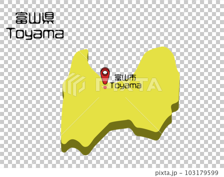 地図 立体的な富山県のベクターイラスト 103179599