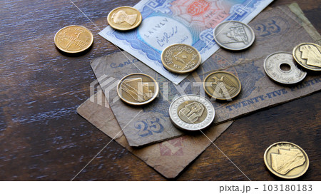 テーブルの上のエジプトの貨幣1 103180183