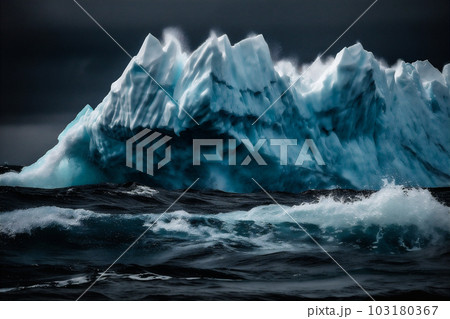Majestic Iceberg Floating in the Arctic Ocean. AI generated 103180367