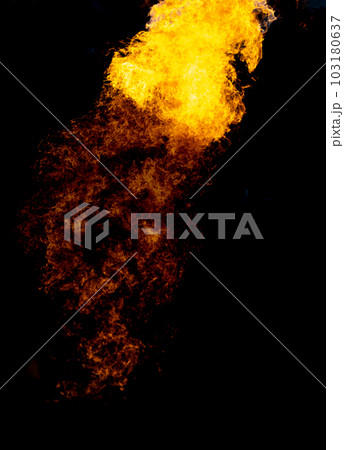 Bonfire energy that burns from gas isolated on black isolated background - Beautiful. 103180637