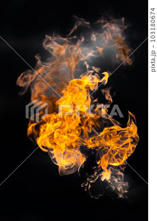 Bonfire energy that burns from gas isolated on black isolated background - Beautiful. 103180674