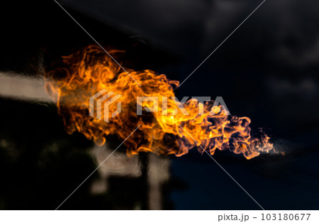 Bonfire energy that burns from gas isolated on black isolated background - Beautiful. 103180677