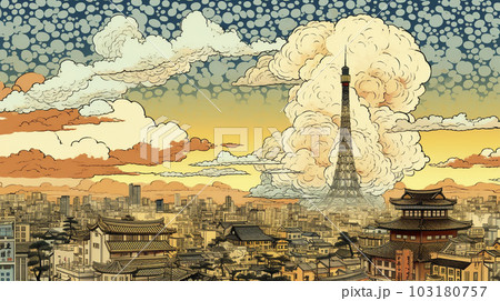 絵画風の日本の街並み「AI生成画像」のイラスト素材 [103180757] - PIXTA