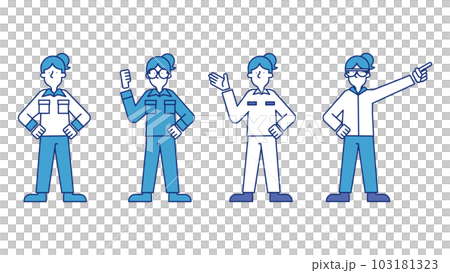 穿著工作服的女人的插圖集 R 103181323