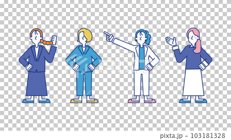 Illustration set A of diverse female business people 103181328