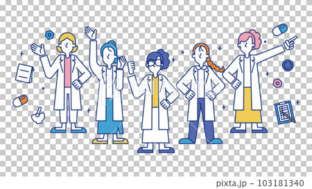 Illustration of a woman taking a job as a pharmacist 103181340