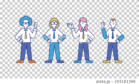 Illustration set C of diverse male business people (office workers) Illustration set C of diverse male business people (office workers) 103181366