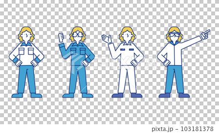 作業着を着用した男性のイラストセットJ 103181378