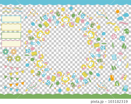 Frame & illustration material set for housing event for spring & summer Frame & illustration material set for housing event for spring & summer 103182319