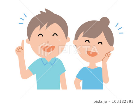 喜んでいる若い男女 103182593