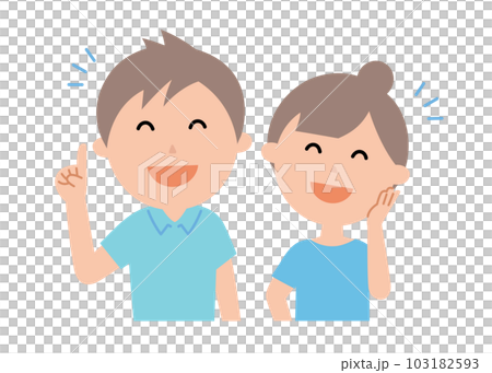 喜んでいる若い男女 103182593