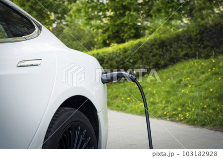 Charging station for electric cars. Types and connectors of ports for charging vehicles. 103182928