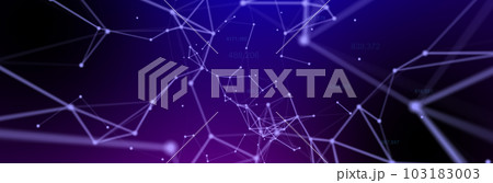 Technology digital abstract background. 3d Network particles and plexus wave. Ai, big data, science concept. Technology digital abstract background. 3d Network particles and plexus wave. Ai, big data, science concept. 103183003