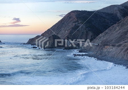 United States, California, Bixby Bridge on Highway 1 along Pacific Coast near Big Sur United States, California, Bixby Bridge on Highway 1 along Pacific Coast near Big Sur 103184244