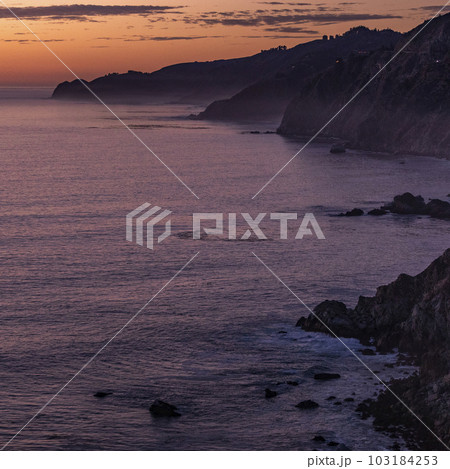 United States, California, Big Sur, Big Sur coastline at sunset United States, California, Big Sur, Big Sur coastline at sunset 103184253