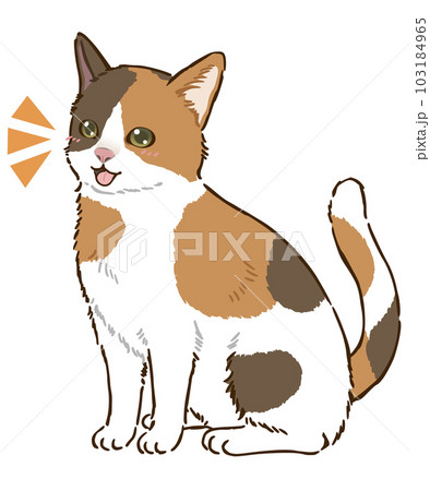 喜ぶ猫（三毛猫）のイラスト素材 [103184965] - PIXTA