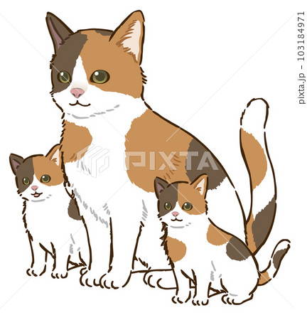 猫の親子（三毛猫） 103184971