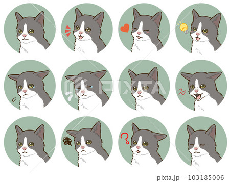 猫の表情アイコンセット（バイカラー） 103185006