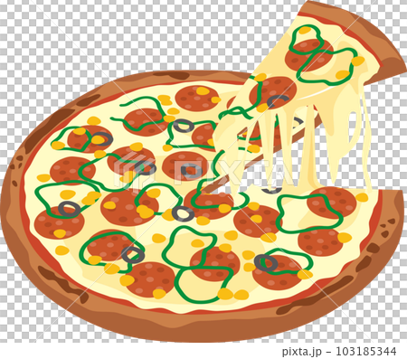 Illustration of a melting freshly made pizza Illustration of a melting freshly made pizza 103185344